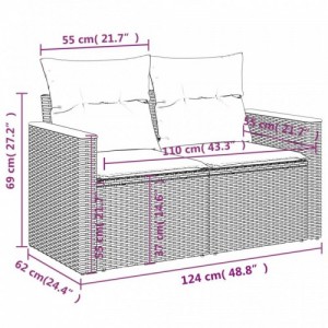 3 részes vegyes bézs polyrattan kerti ülőgarnitúra párnákkal