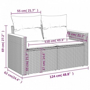 5 részes bézs polyrattan kerti ülőgarnitúra párnákkal