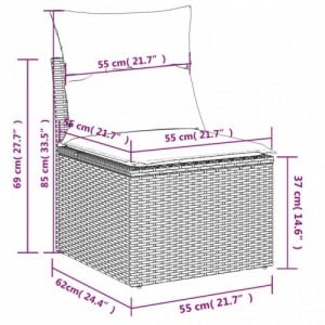 8 részes fekete polyrattan kerti ülőgarnitúra párnákkal