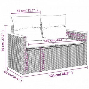 10 részes bézs polyrattan kerti ülőgarnitúra párnával