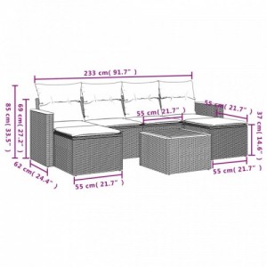 7 részes szürke polyrattan kerti ülőgarnitúra párnákkal