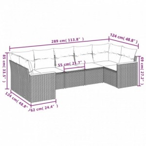 7 részes bézs polyrattan kerti ülőgarnitúra párnákkal