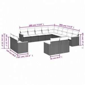 13 részes bézs polyrattan kerti ülőgarnitúra párnákkal