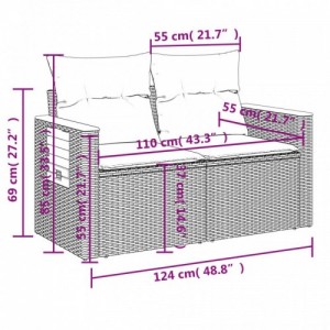 3 részes fekete polyrattan kerti ülőgarnitúra párnával