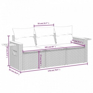 3 részes bézs polyrattan kerti ülőgarnitúra párnákkal