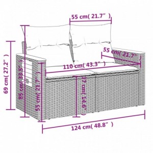 3 részes bézs polyrattan kerti ülőgarnitúra párnákkal