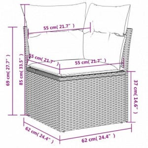 5 részes szürke polyrattan kerti ülőgarnitúra párnákkal