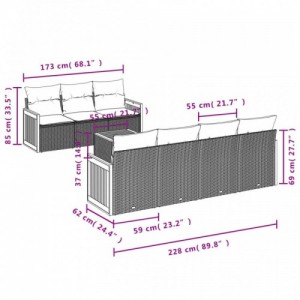 8 részes bézs polyrattan kerti ülőgarnitúra párnával