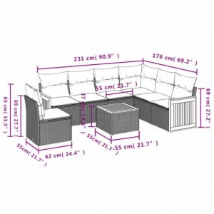 7 részes bézs polyrattan kerti ülőgarnitúra párnákkal