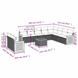 11 részes szürke polyrattan kerti ülőgarnitúra párnákkal