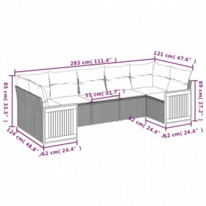 9 részes szürke polyrattan kerti ülőgarnitúra párnákkal