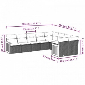 9 részes bézs polyrattan kerti ülőgarnitúra párnákkal