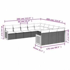 11 részes szürke polyrattan kerti ülőgarnitúra párnákkal