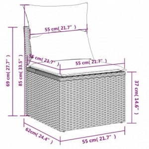 14 részes szürke polyrattan kerti ülőgarnitúra párnákkal