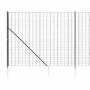 Antracitszürke dróthálós kerítés cövekekkel 2,2x10 m