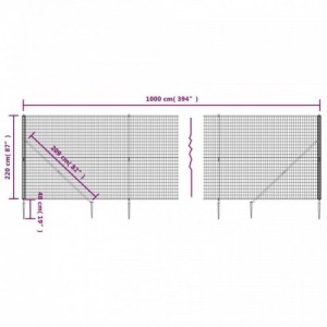 Antracitszürke dróthálós kerítés cövekekkel 2,2x10 m