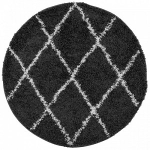 PAMPLONA fekete és krém bolyhos modern szőnyeg Ø 240 cm