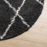PAMPLONA fekete és krém bolyhos modern szőnyeg Ø 240 cm