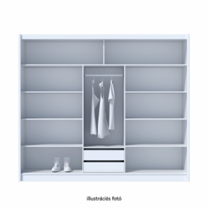 Tolóajtós szekrény, fehér|craft tölgy, 250x215 cm, LADDER