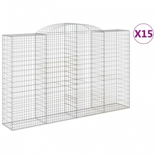 15 db íves horganyzott vas gabion kosár 300x50x180|200 cm