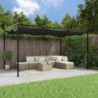 Antracitszürke pergola behúzható tetővel 395 x 292 x 230 cm