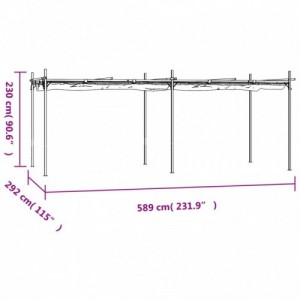 Krémszínű pergola behúzható tetővel 589 x 292 x 230 cm