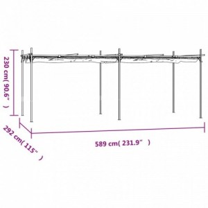 Antracitszürke pergola behúzható tetővel 589 x 292 x 230 cm