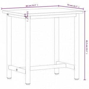 Tömör bükkfa és fém munkaasztallap 80x55x81,5 cm