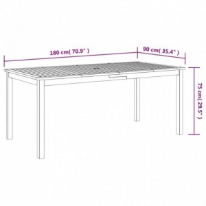 Tömör akácfa kerti étkezőasztal 180 x 90 x 75 cm