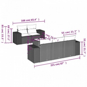 6 részes szürke polyrattan kerti ülőgarnitúra párnákkal