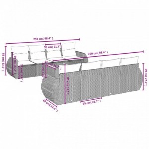 9 részes szürke polyrattan kerti ülőgarnitúra párnákkal