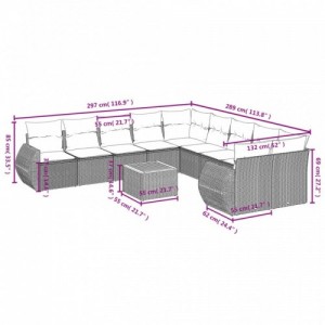 11 részes szürke polyrattan kerti ülőgarnitúra párnákkal