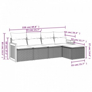 5 részes bézs polyrattan kerti ülőgarnitúra párnákkal