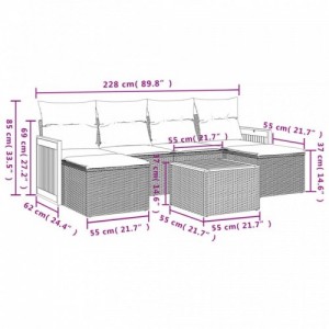 7 részes bézs polyrattan kerti ülőgarnitúra párnákkal