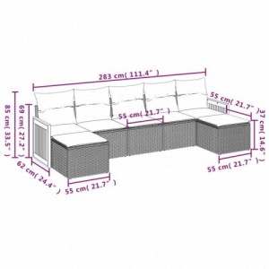 7 részes bézs polyrattan kerti ülőgarnitúra párnákkal