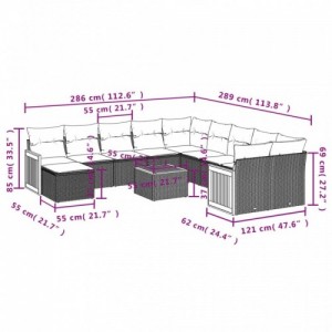 12 részes fekete polyrattan kerti ülőgarnitúra párnákkal