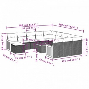 13 részes bézs polyrattan kerti ülőgarnitúra párnákkal