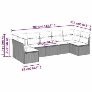 7 részes szürke polyrattan kerti ülőgarnitúra párnákkal