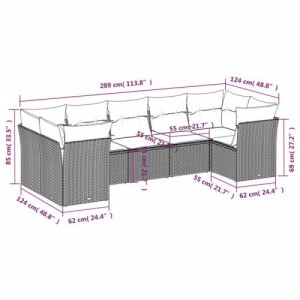 7 részes fekete polyrattan kerti ülőgarnitúra párnával