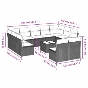 12 részes bézs polyrattan kerti ülőgarnitúra párnákkal