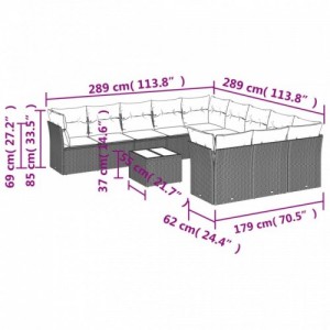 12 részes bézs polyrattan kerti ülőgarnitúra párnákkal