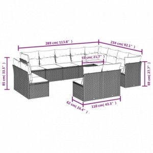 12 részes bézs polyrattan kerti ülőgarnitúra párnákkal