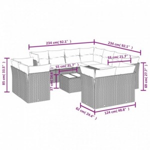 12 részes bézs polyrattan kerti ülőgarnitúra párnákkal