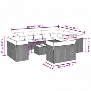 13 részes bézs polyrattan kerti ülőgarnitúra párnákkal