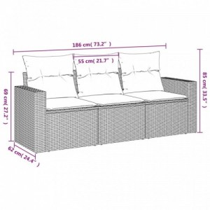 3 részes bézs polyrattan kerti ülőgarnitúra párnákkal