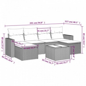 7 részes bézs polyrattan kerti ülőgarnitúra párnákkal