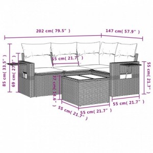 5 részes szürke polyrattan kerti ülőgarnitúra párnákkal