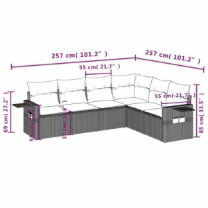 6 részes bézs polyrattan kerti ülőgarnitúra párnával