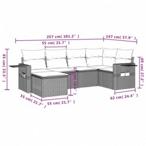 6 részes szürke polyrattan kerti ülőgarnitúra párnákkal