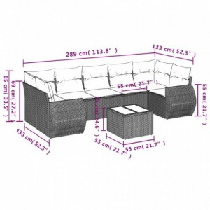 8 részes szürke polyrattan kerti ülőgarnitúra párnákkal